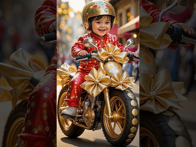 Cutest Small Baby Fashion Show with Motorcycle #cute #kidzfashion #baby #viral #youtubeshorts