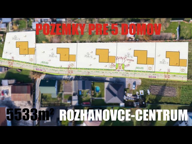 Pozemky pre výstavbu 5 rodinných domov, Rozhanoce, centrum obce