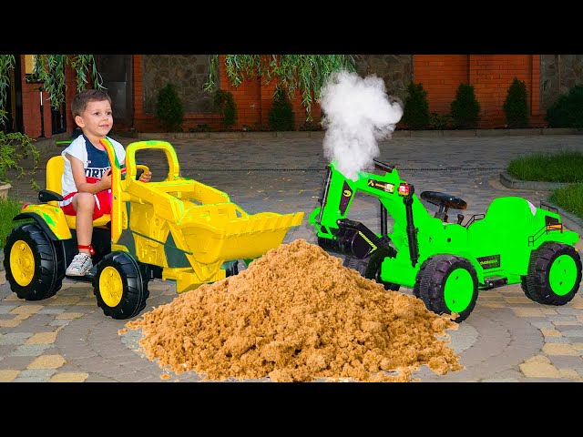 Funny Tema Ride on Tractor | Stuck in the sand Collection kids videos