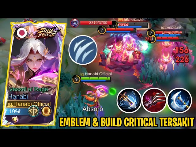 HANABI NEW EMBLEM & BUILD CRITICAL TERSAKIT 2024 - DAMAGENYA GAK NGOTAK! TOP GLOBAL HANABI - MLBB