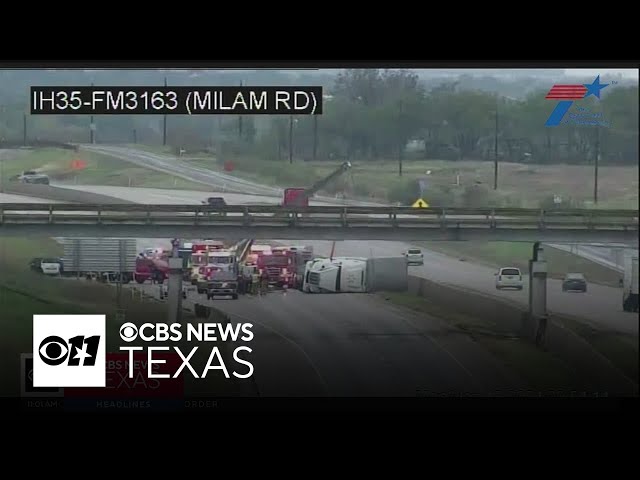 18-wheelers blown over in strong winds shut down major North Texas highways