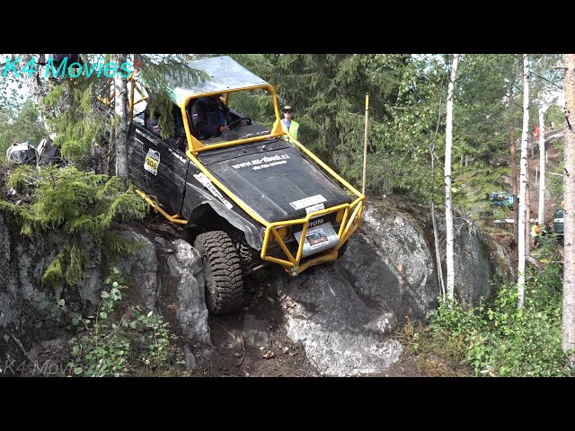 4x4 off road with jeep vehicles in action in vehicle trial @ Raisio 2019