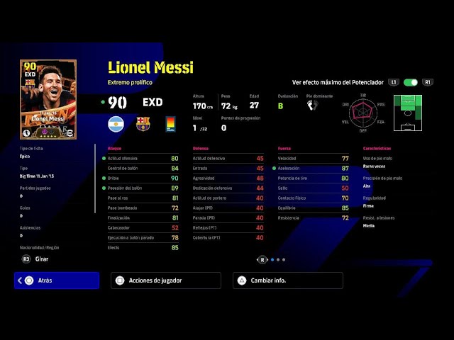 Lionel Messi Big Time de 108 caja MSN efootball Barcelona 2015