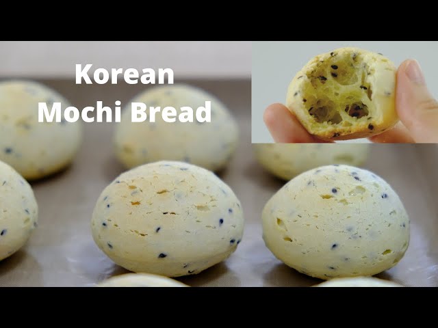 Korean Mochi Bread - Crispy on the Outside, Chewy on the Inside, with Black Sesame Seeds