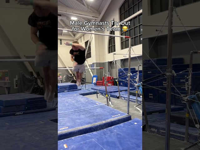 Male Gymnasts try out for the women’s team 😂 #olympics #gymnast #gymnastics #sports #fail #fails