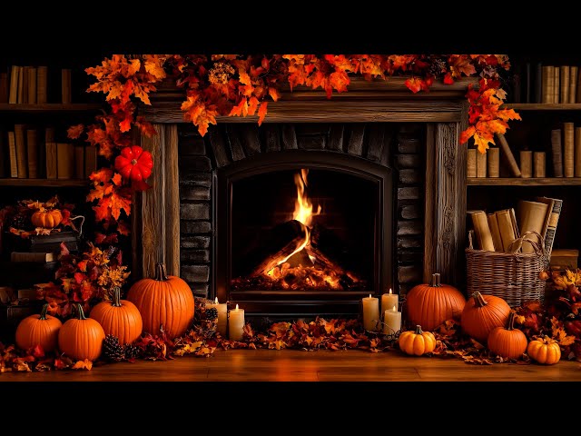 Cozy Autumn Fireplace 12 Hrs 🔥 Crackling Fire Atmosphere with Burning Logs [No Music]