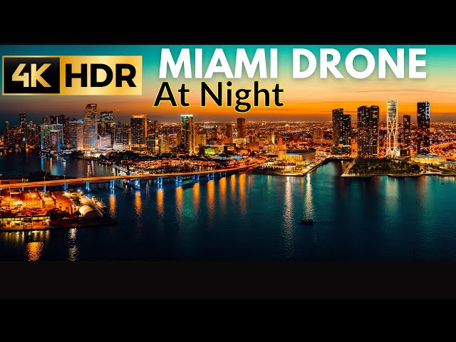 Miami in 4K HDR Drone Video at Night