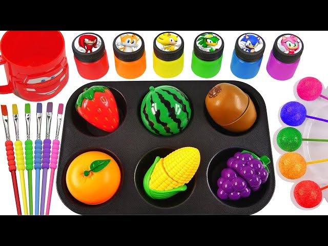 Oddly Satisfying Video l How To Make 6 Jars Fruit Slime into Glitter Lollipop Candy & Cutting ASMR