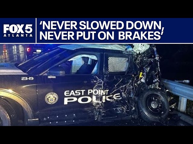 Move over! Trucker smashes into 3 police cars | FOX 5 News