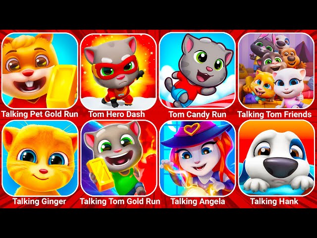 Talking Tom Hero Dash, Tom Time Rush, Tom Gold Run, Talking Pet Gold Run, Talking Tom Friends...