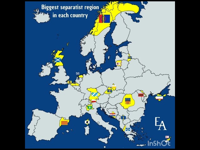 Biggest Separatist region in each European country! #map #europe #separatists #youtubeshorts