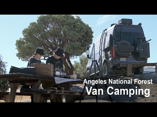 Van camping with a great view of the Angeles National Forest. [Van Life, Relaxing]