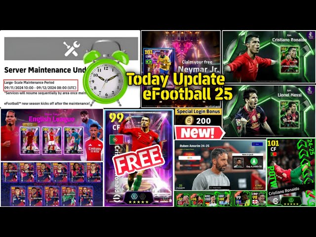 Today Maintenance End Time eFootball 25!! New Premium Club Packs, New Epic And Showtime, Free Coins