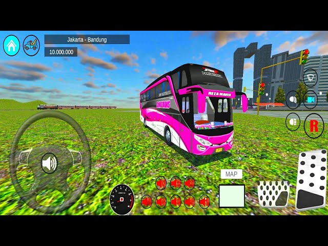 Bus Oleng Telolet Bajuri SJM Trip Trans Jawa - Mobil Balap Bus Simulator Android Gameplay