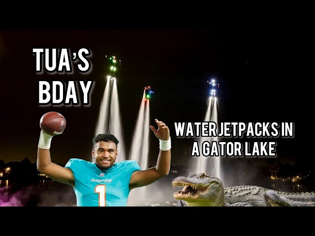 Private Water Jet Pack Performance for TUA of the Miami Dolphins in a Florida Lake with a Gator??!