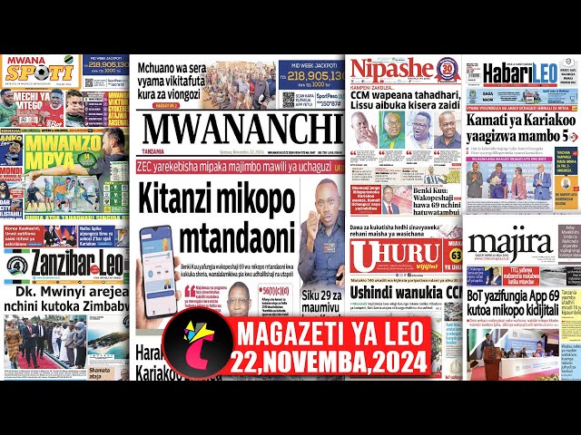 Magazeti ya leo,22/11/24,KITANZI MIKOPO MITANDAONI BOT YASHUSHA RUNGU,MWANZO MPYA YANGA,PAMBA JIJI..