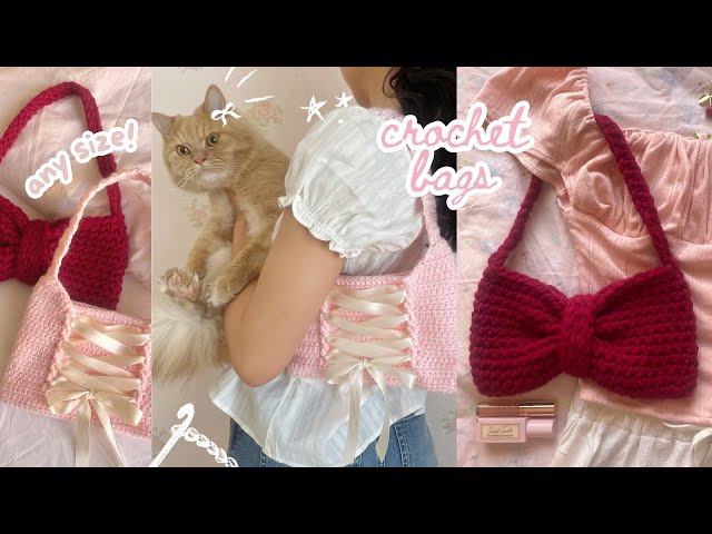 how to crochet bow & ribbon bag (ANY size!) | beginner-friendly tutorial