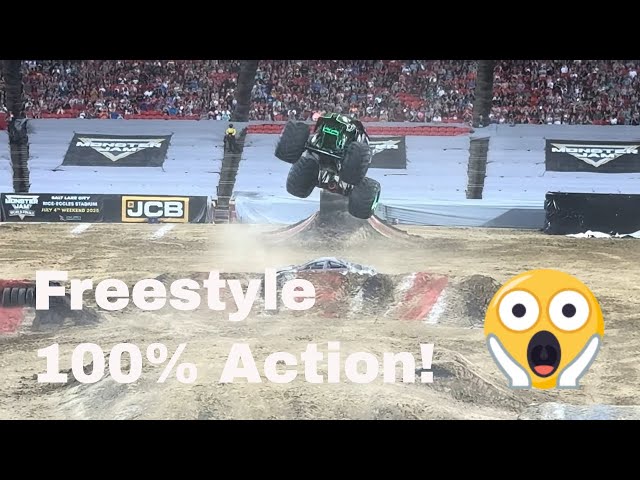 THE BEST Monster Jam Freestyle Action! Fire, stuck upside down, broken down, and flying in the air!