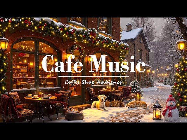 Charming Winter Coffee Shop 🎄 Relaxing Jazz & Snowy Night Ambience