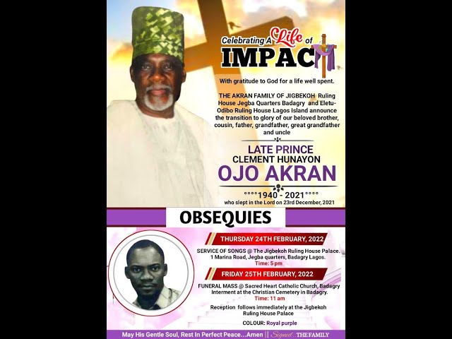 Celebrating a Life of Impact  in VR (Virtual Reality) 360 Video LIVE  Late Prince Clement Ojo Akran