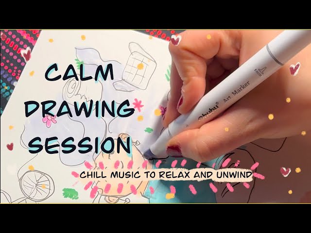 15-Minute Drawing relax/Meditation: No talking; Calming Music; Sketching with Ohuhu Markers