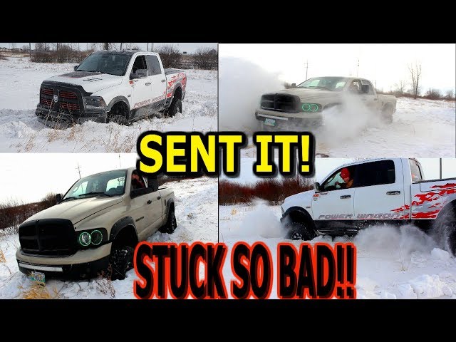 LIFTED Trucks STUCK Bad In DEEP Snow! *Full On Sending It*