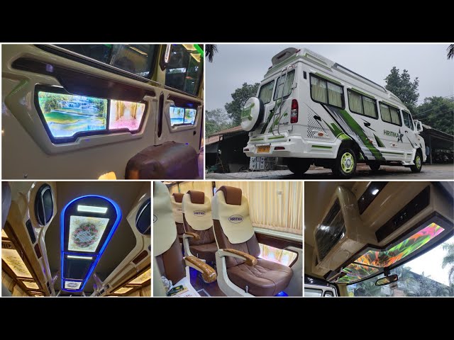 BS6 TRAVELLER INTERIOR GLASS WORK, LUXURY PUSHBACK SEAT WITH FULL WORK FROM JOSH DEZIGNS... video 47