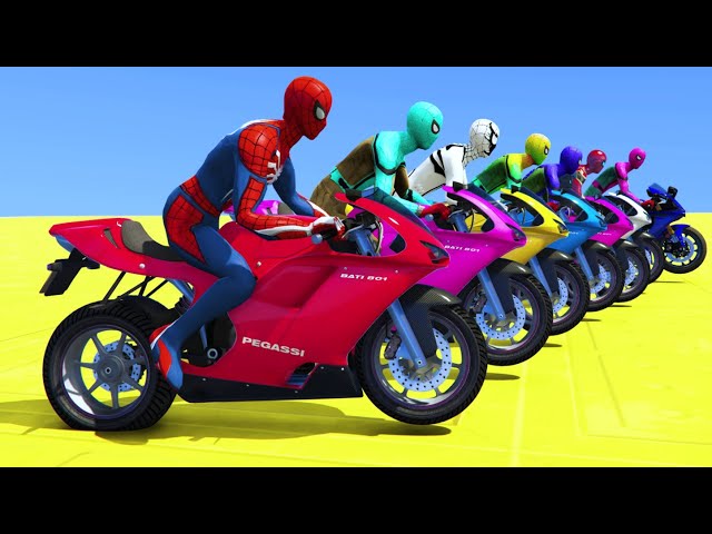 GTA V Epic New Stunt Race For Car Racing Challenge by Trevor and Shark spider-man