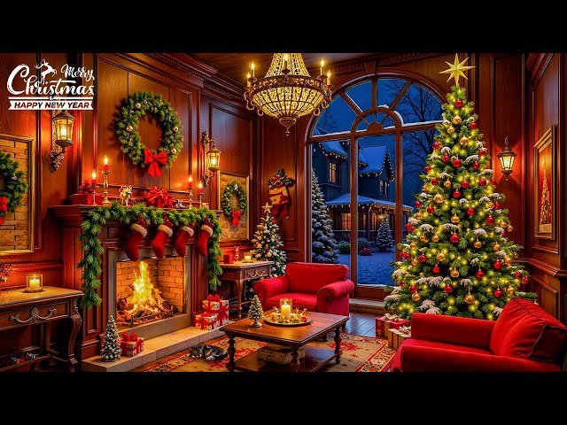 RELAXING BEAUTIFUL CHRISTMAS MUSIC🎁Cozy Fireplace Sleep Music🎄Christmas Fireplace Background🎅