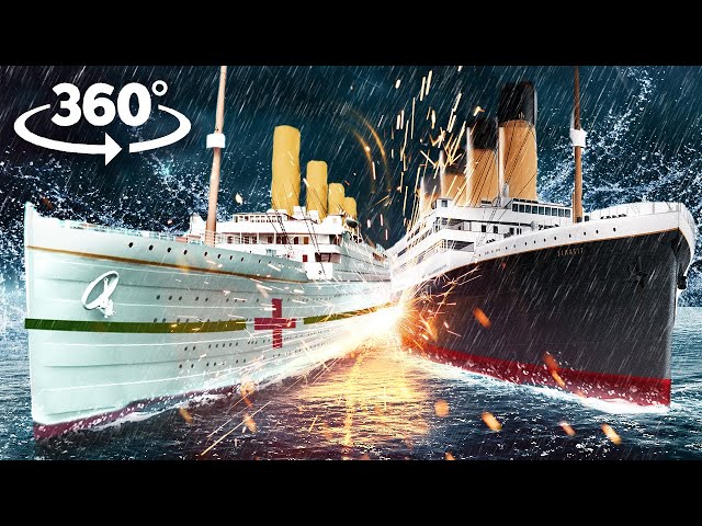 VR 360 TITANIC VS BRITANNIC AND OLYMPIC VS STORM - Real EPIC Ship Race