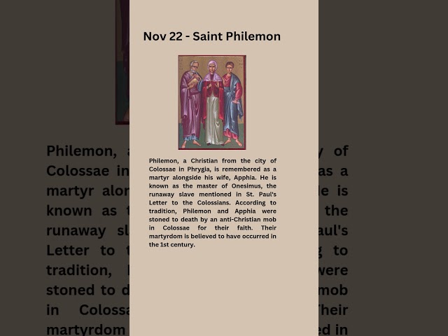 Nov 22 - Saint Philemon #shorts #saints #catholicsaint #saintsoftheday #todayssaint