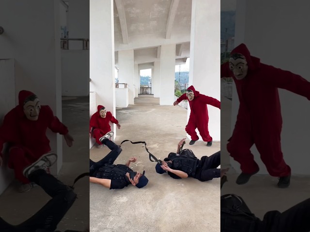 Money Heist Vs Police||70.0 #bubblesgangz#moneyheist#parkour#police#shorts#belachao#moneyheist