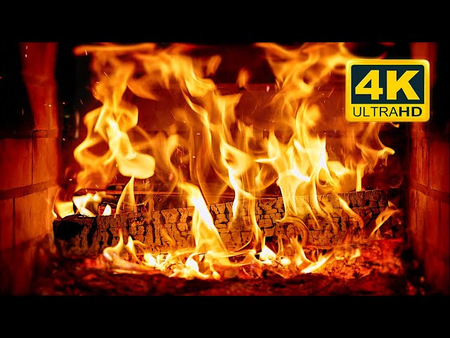 🔥 FIREPLACE Ultra HD 4K. Fireplace with Crackling Fire Sounds. Fireplace Burning. Fire Background