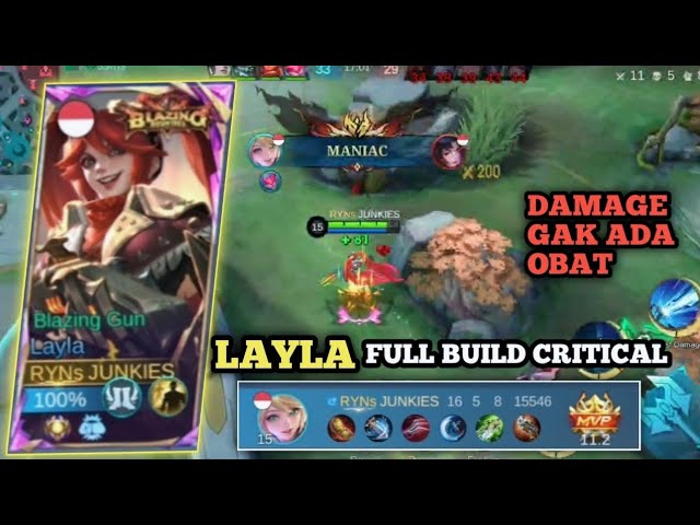 NEW‼️GAMEPLAY LAYLA FULL BUILD CRITICAL//LAYLA BUILD TERSAKIT 2024-MLBB#laylasavege #mobilelegends