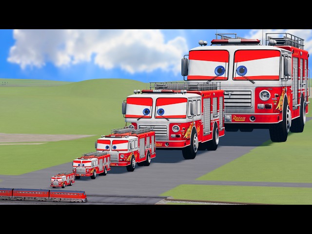 Big & Small Fire Truck Lightning Mcqueen vs Train Thomas | BeamNG.Drive