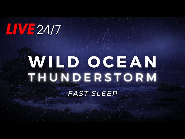 🔴 Ocean Thunderstorm to Sleep FAST - Rain & Thunder & Ocean Sounds for Insomnia