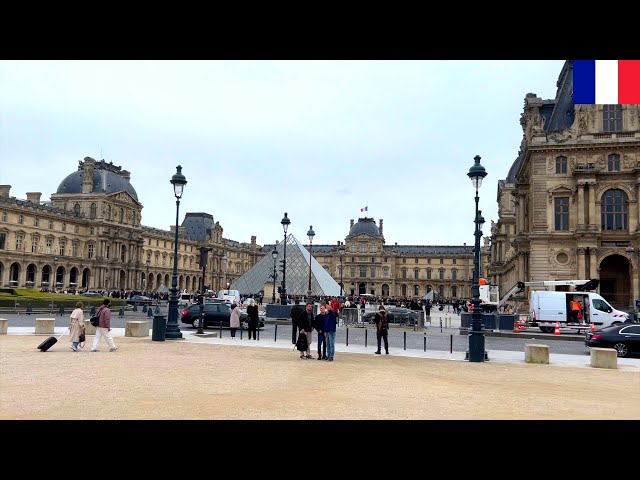 🇫🇷☁️【HDR 4K】Paris Walk - Louvre to Les Gobelins through Odéon & Luxembourg (Feb 2024)