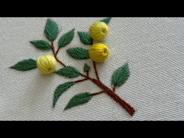 3D Raspberryflower design with earbudhand embroidery|kadhai design lemmon 🍋