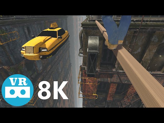 8K VR180 3D | Steel beam crossing #5 | Skyscrapers of the near future | Unity