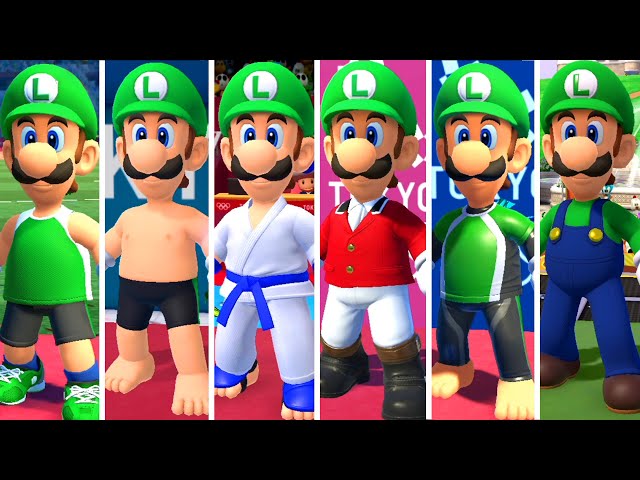 All Luigi Outfits - Mario & Sonic at the Olympic Games Tokyo 2020 | JinnaGaming