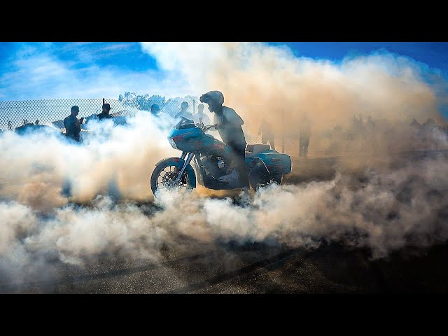 Harley Wheelies, Stunts & FXRs! San Diego Customs FXR BBQ and Freeway Takeover!