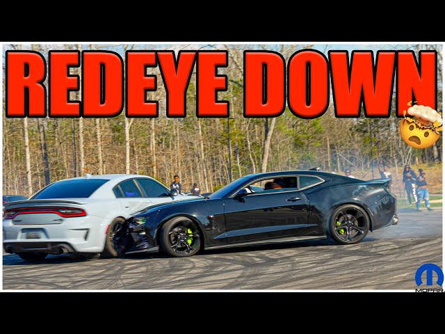 Camaro SS Hits Charger HELLCAT REDEYE in BURNOUT PIT & Charger SCATPACK 392 Goes AIRBORNE on a CURB.