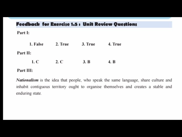 Grade 10 history unit 1 review question