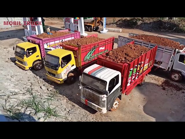 Rc Excavator, Mobil Truk Oleng RC Canter Fuso Muat Pasir Dump Truck Isuzu nmr Oleng Jatuh Terguling