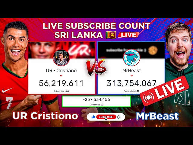 LIVE 🔴 UR · Cristiano Ronaldo VS MrBeast Live Subscribe Battle 🔥💥 (Cristiano Ronaldo New Channel) 🇱🇰