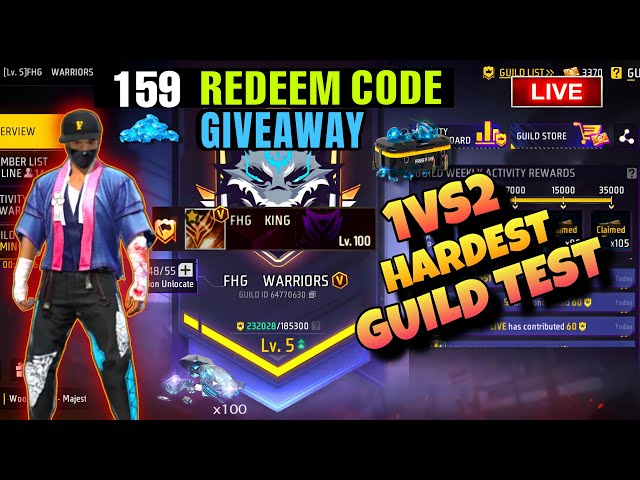 FREE FIRE LIVE V BADGE GUILD TESTING | GUILD TEST | YOUTUBER KA GUILD✅V BADGE GUILD❌ #freefirelive