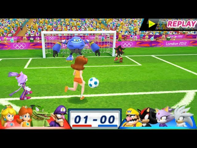 Mario & Sonic At The London 2012 Olympic Games Football #105 With Waluigi, Vector, Daisy, Peach