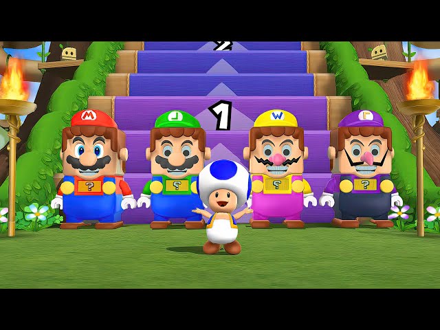 Mario Party 9 Step It Up - Lego Mario Vs Lego Luigi Vs Lego Wario Vs Waluigi (Hardest Difficulty)