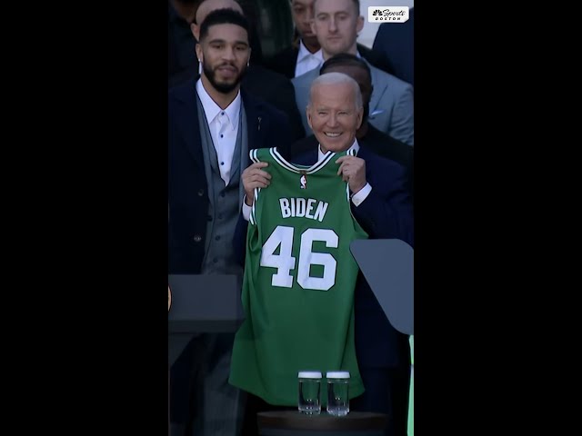 #shorts Jayson Tatum presents President Biden with Custom Celtics jersey | Celtics White House visit