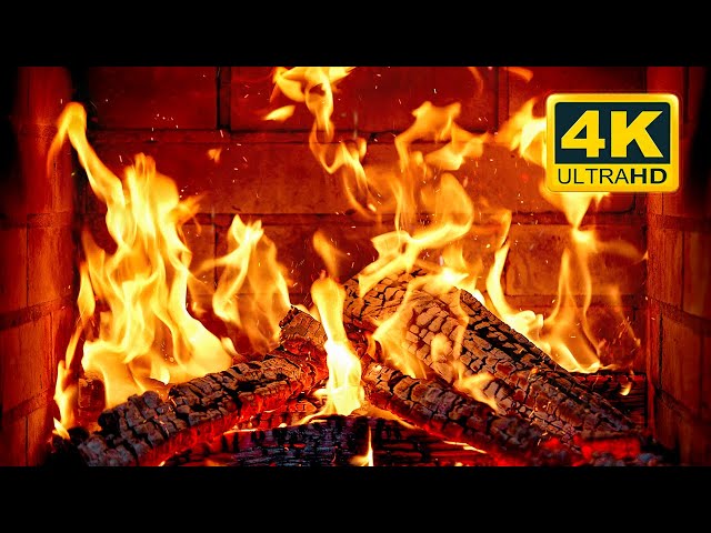 🔥 FIREPLACE Ultra HD 4K. Fireplace with Crackling Fire Sounds. Fireplace Burning. Fire Background